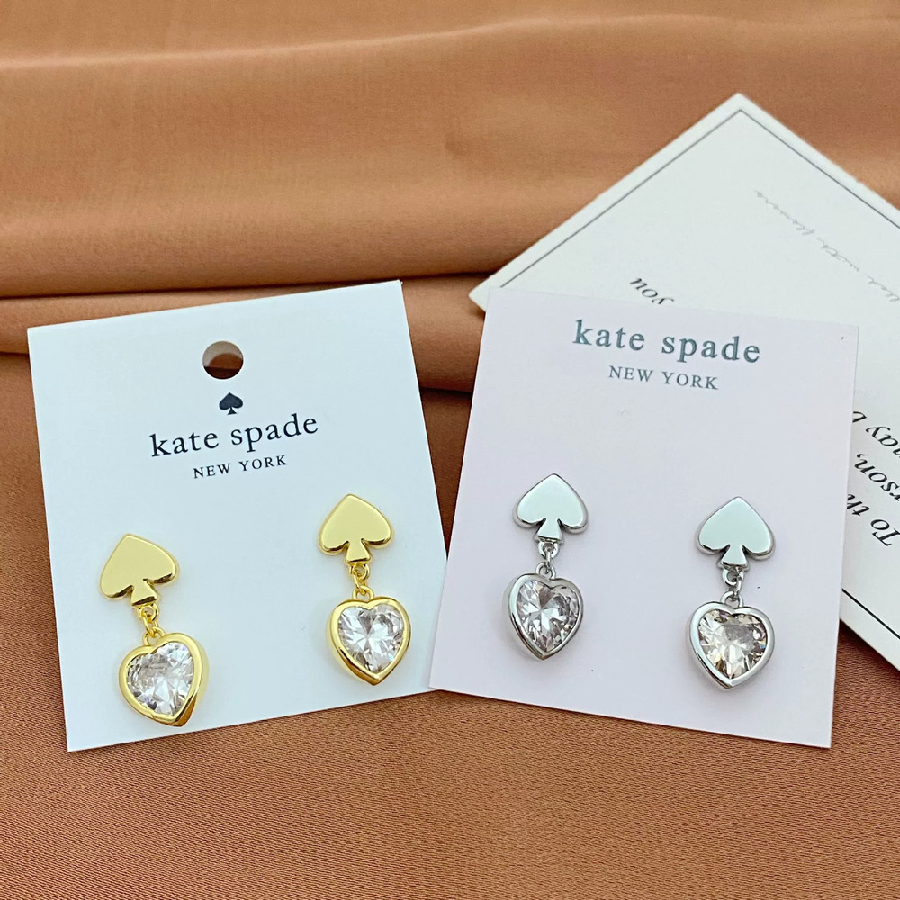 Kate SPADE Heart Shape Zircon Drop Earrings Metal